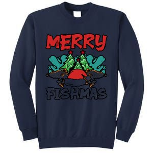 Merry Fishmas Santa Claus Fishing Matching Christmas Costume Tall Sweatshirt