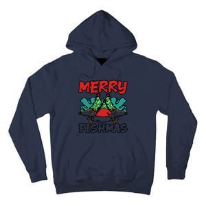 Merry Fishmas Santa Claus Fishing Matching Christmas Costume Tall Hoodie