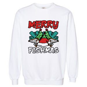 Merry Fishmas Santa Claus Fishing Matching Christmas Costume Garment-Dyed Sweatshirt