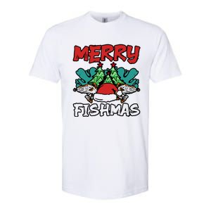 Merry Fishmas Santa Claus Fishing Matching Christmas Costume Softstyle CVC T-Shirt