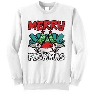 Merry Fishmas Santa Claus Fishing Matching Christmas Costume Sweatshirt