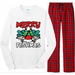 Merry Fishmas Santa Claus Fishing Matching Christmas Costume Long Sleeve Pajama Set