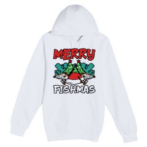 Merry Fishmas Santa Claus Fishing Matching Christmas Costume Premium Pullover Hoodie