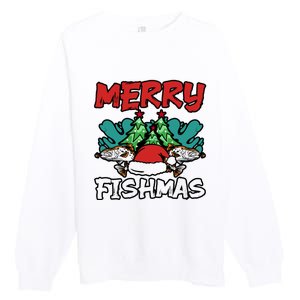 Merry Fishmas Santa Claus Fishing Matching Christmas Costume Premium Crewneck Sweatshirt