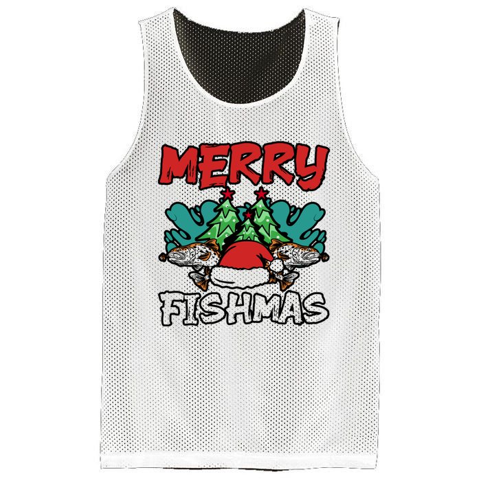 Merry Fishmas Santa Claus Fishing Matching Christmas Costume Mesh Reversible Basketball Jersey Tank