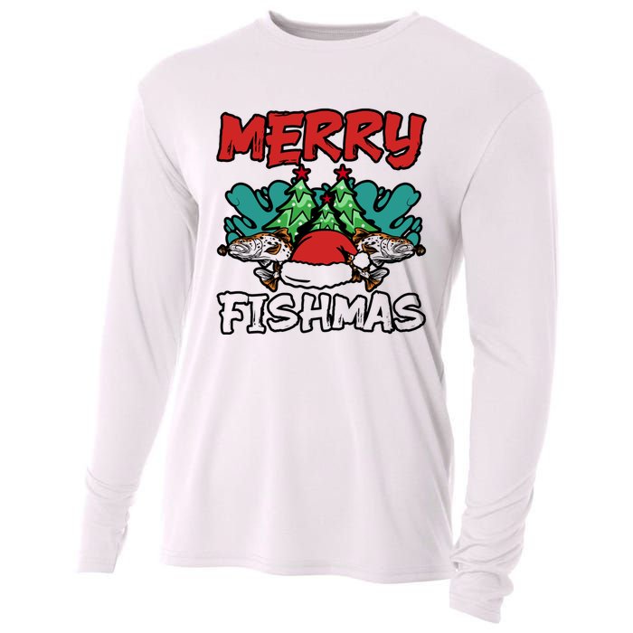 Merry Fishmas Santa Claus Fishing Matching Christmas Costume Cooling Performance Long Sleeve Crew