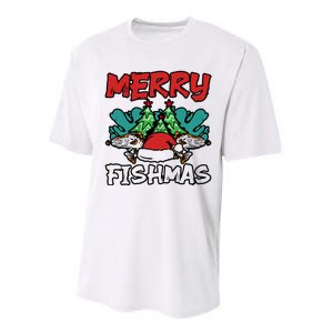 Merry Fishmas Santa Claus Fishing Matching Christmas Costume Performance Sprint T-Shirt