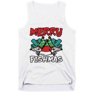 Merry Fishmas Santa Claus Fishing Matching Christmas Costume Tank Top