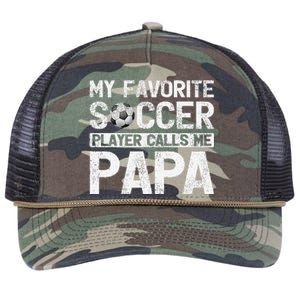 My Favorite Soccer Player Calls Me Papa Fathers Day Retro Rope Trucker Hat Cap