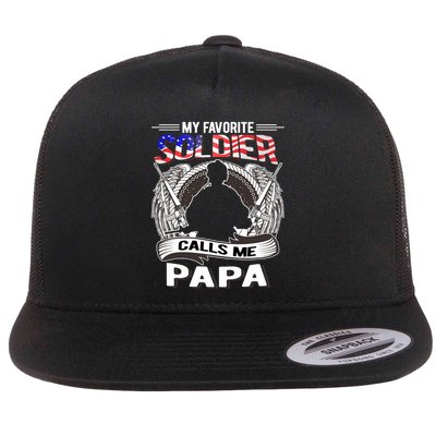 My Favorite Soldier Calls Me Papa Proud Army Grandpa Gift Flatbill Hat