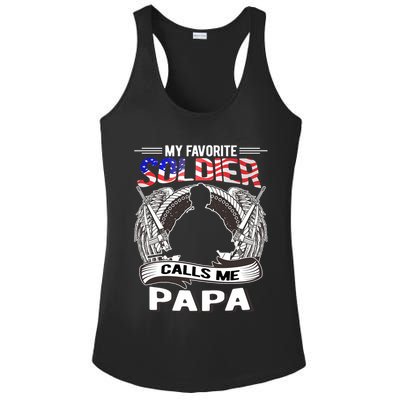 My Favorite Soldier Calls Me Papa Proud Army Grandpa Gift Ladies PosiCharge Competitor Racerback Tank