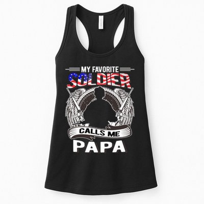 My Favorite Soldier Calls Me Papa Proud Army Grandpa Gift Womens Tank Top