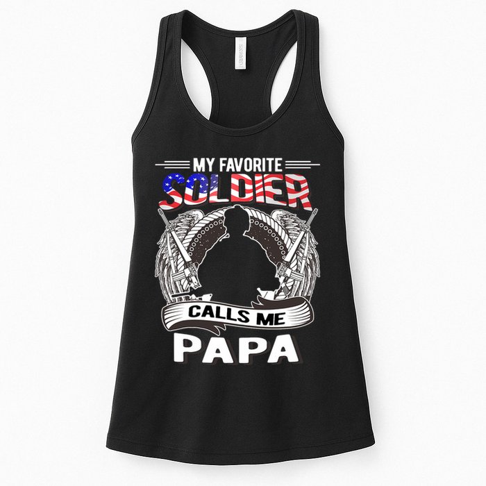 My Favorite Soldier Calls Me Papa Proud Army Grandpa Gift Womens Tank Top