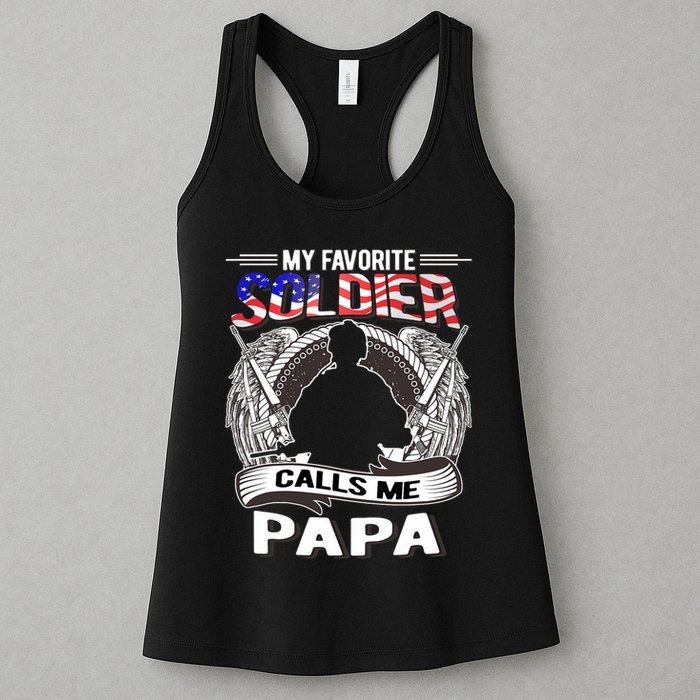 My Favorite Soldier Calls Me Papa Proud Army Grandpa Gift Womens Tank Top