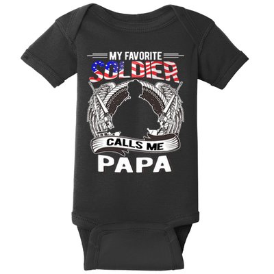 My Favorite Soldier Calls Me Papa Proud Army Grandpa Gift Baby Bodysuit
