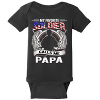 My Favorite Soldier Calls Me Papa Proud Army Grandpa Gift Baby Bodysuit