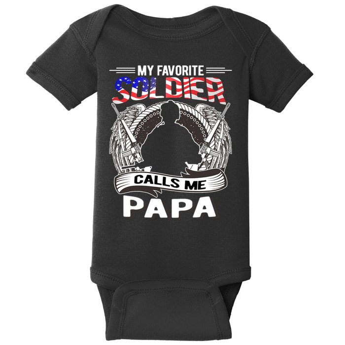 My Favorite Soldier Calls Me Papa Proud Army Grandpa Gift Baby Bodysuit