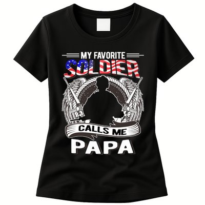 My Favorite Soldier Calls Me Papa Proud Army Grandpa Gift Womens T-Shirt