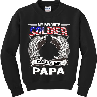 My Favorite Soldier Calls Me Papa Proud Army Grandpa Gift Kids Sweatshirt