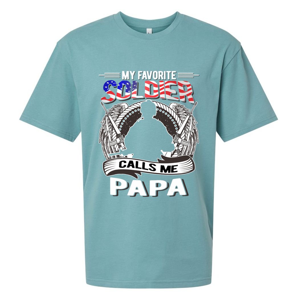 My Favorite Soldier Calls Me Papa Proud Army Grandpa Gift Sueded Cloud Jersey T-Shirt