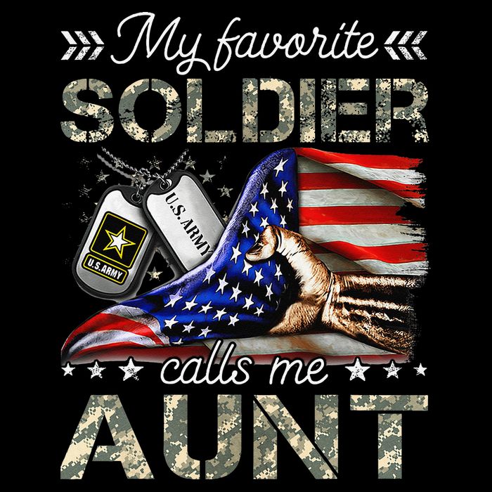 My Favorite Soldier Calls Me Aunt Proud Army Aunt Women's V-Neck T-Shirt