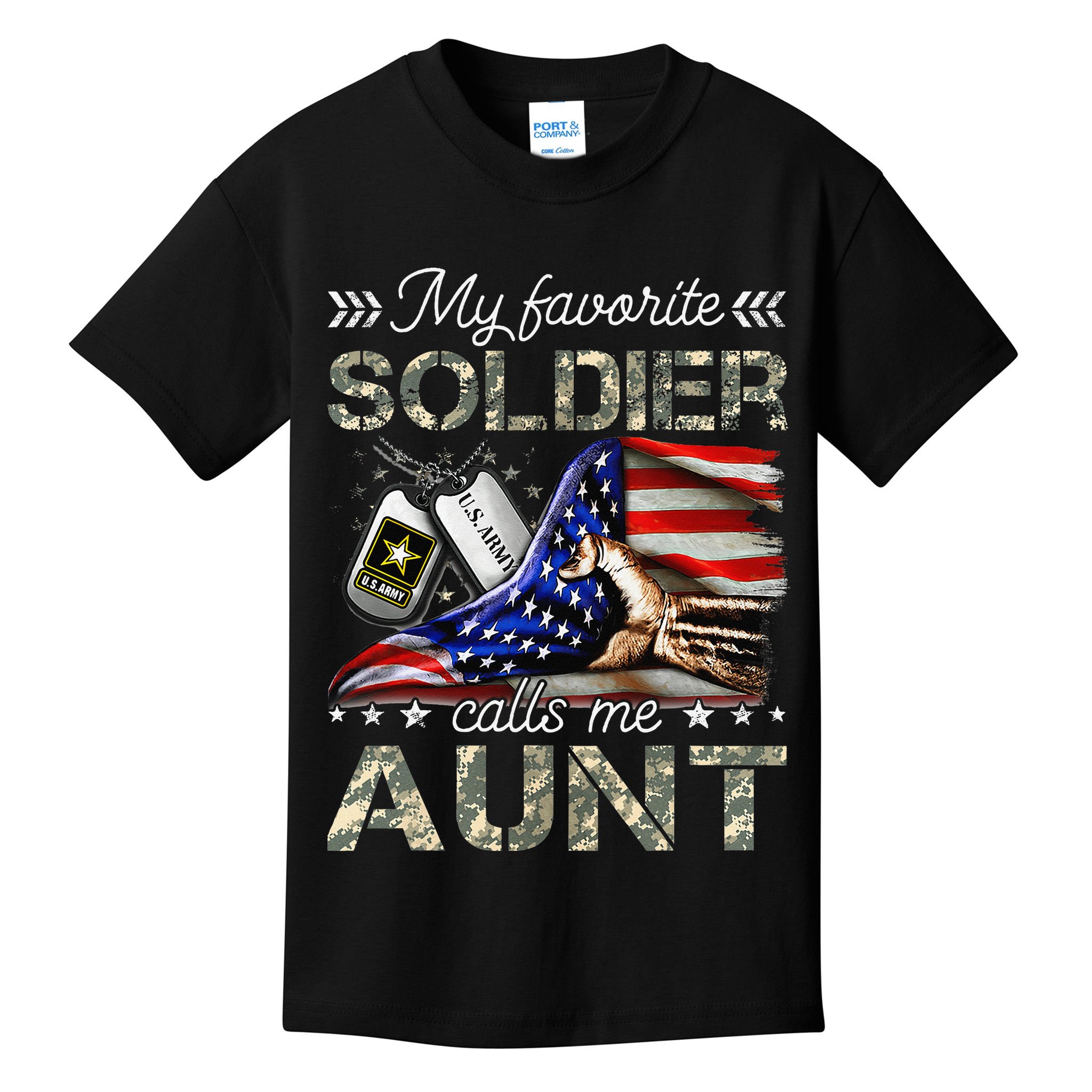 My Favorite Soldier Calls Me Aunt Proud Army Aunt Kids T-Shirt