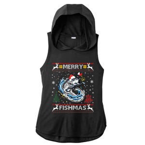 Merry Fishmas Santa Fishing Lovers Funny Fisher Christmas Cute Gift Ladies PosiCharge Tri-Blend Wicking Draft Hoodie Tank