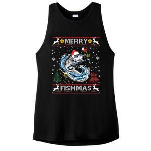 Merry Fishmas Santa Fishing Lovers Funny Fisher Christmas Cute Gift Ladies PosiCharge Tri-Blend Wicking Tank