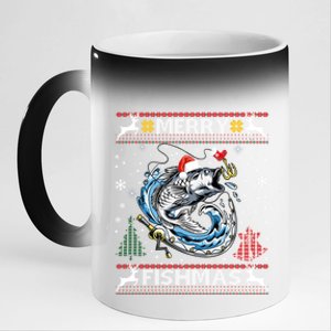 Merry Fishmas Santa Fishing Lovers Funny Fisher Christmas Cute Gift 11oz Black Color Changing Mug