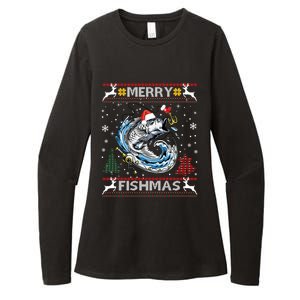 Merry Fishmas Santa Fishing Lovers Funny Fisher Christmas Cute Gift Womens CVC Long Sleeve Shirt