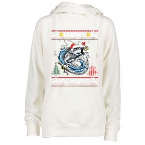 Merry Fishmas Santa Fishing Lovers Funny Fisher Christmas Cute Gift Womens Funnel Neck Pullover Hood