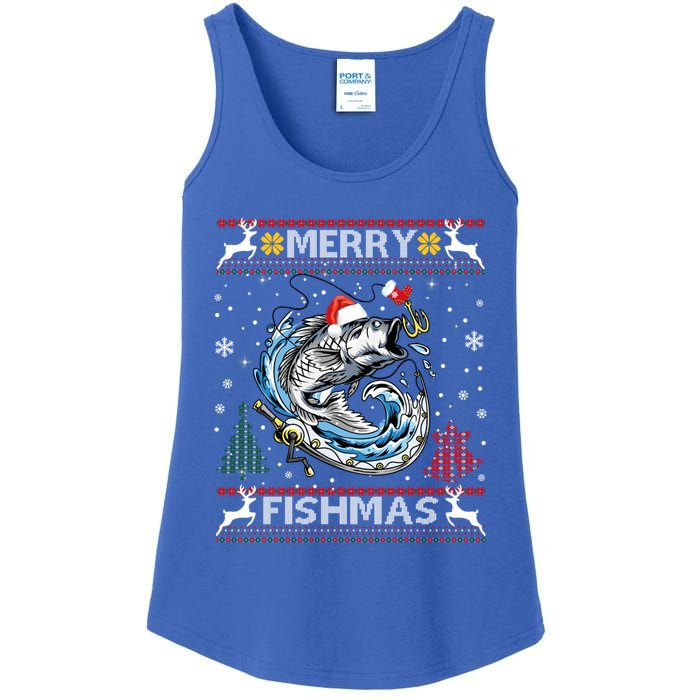 Merry Fishmas Santa Fishing Lovers Funny Fisher Christmas Cute Gift Ladies Essential Tank