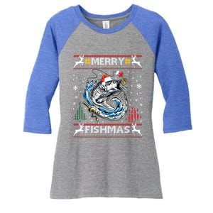 Merry Fishmas Santa Fishing Lovers Funny Fisher Christmas Cute Gift Women's Tri-Blend 3/4-Sleeve Raglan Shirt