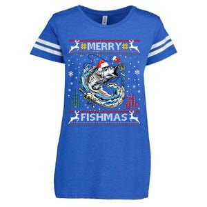 Merry Fishmas Santa Fishing Lovers Funny Fisher Christmas Cute Gift Enza Ladies Jersey Football T-Shirt