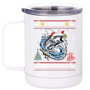 Merry Fishmas Santa Fishing Lovers Funny Fisher Christmas Cute Gift 12 oz Stainless Steel Tumbler Cup