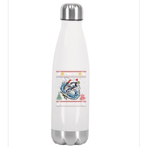 Merry Fishmas Santa Fishing Lovers Funny Fisher Christmas Cute Gift Stainless Steel Insulated Water Bottle