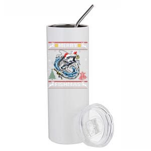 Merry Fishmas Santa Fishing Lovers Funny Fisher Christmas Cute Gift Stainless Steel Tumbler