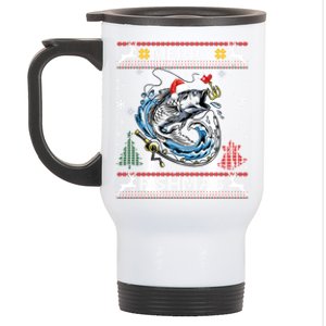 Merry Fishmas Santa Fishing Lovers Funny Fisher Christmas Cute Gift Stainless Steel Travel Mug