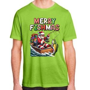 Merry Fishmas Santa Fishing Lovers Funny Fisherman Christmas Adult ChromaSoft Performance T-Shirt