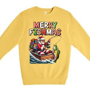 Merry Fishmas Santa Fishing Lovers Funny Fisherman Christmas Premium Crewneck Sweatshirt