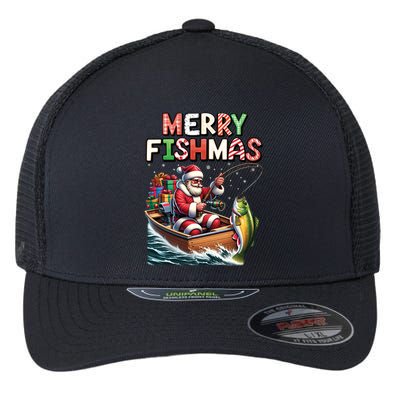 Merry Fishmas Santa Fishing Lovers Funny Fisherman Christmas Flexfit Unipanel Trucker Cap
