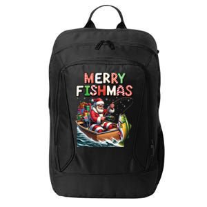 Merry Fishmas Santa Fishing Lovers Funny Fisherman Christmas City Backpack