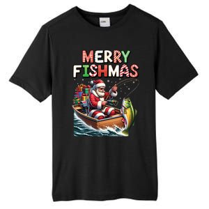 Merry Fishmas Santa Fishing Lovers Funny Fisherman Christmas Tall Fusion ChromaSoft Performance T-Shirt