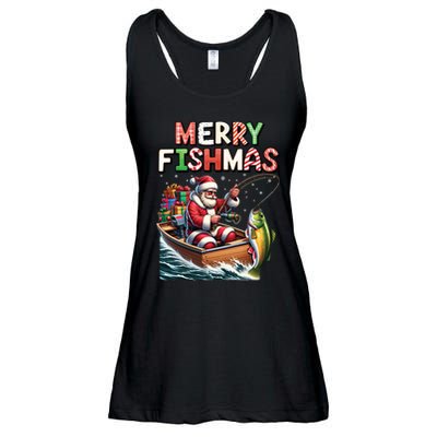 Merry Fishmas Santa Fishing Lovers Funny Fisherman Christmas Ladies Essential Flowy Tank
