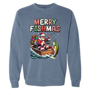 Merry Fishmas Santa Fishing Lovers Funny Fisherman Christmas Garment-Dyed Sweatshirt