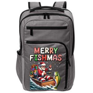 Merry Fishmas Santa Fishing Lovers Funny Fisherman Christmas Impact Tech Backpack