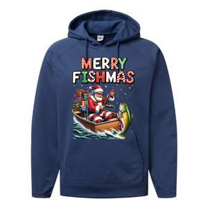 Merry Fishmas Santa Fishing Lovers Funny Fisherman Christmas Performance Fleece Hoodie