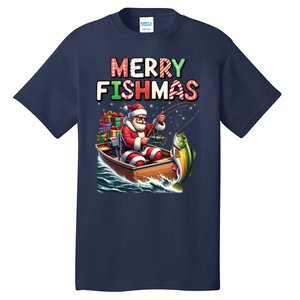 Merry Fishmas Santa Fishing Lovers Funny Fisherman Christmas Tall T-Shirt