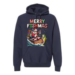 Merry Fishmas Santa Fishing Lovers Funny Fisherman Christmas Premium Hoodie