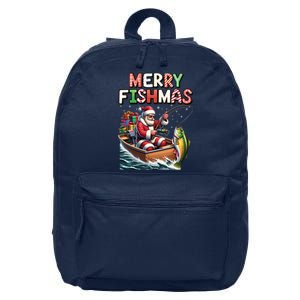 Merry Fishmas Santa Fishing Lovers Funny Fisherman Christmas 16 in Basic Backpack